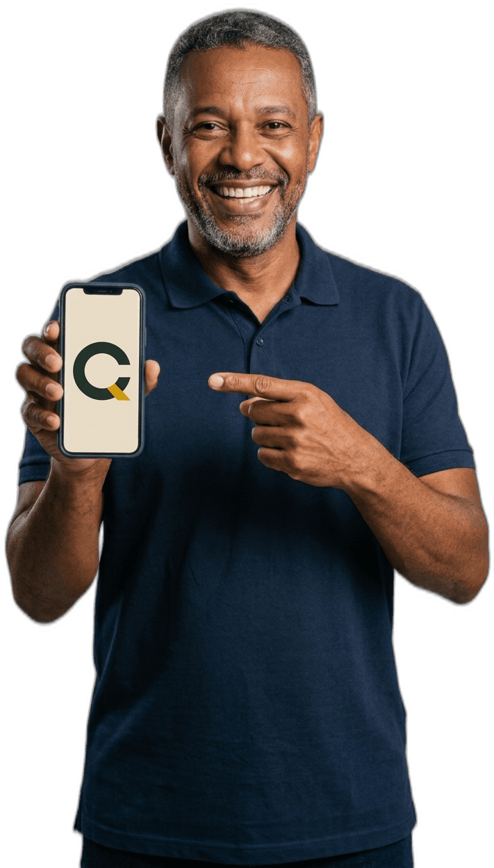 Cliente CQ Finance sorrindo
